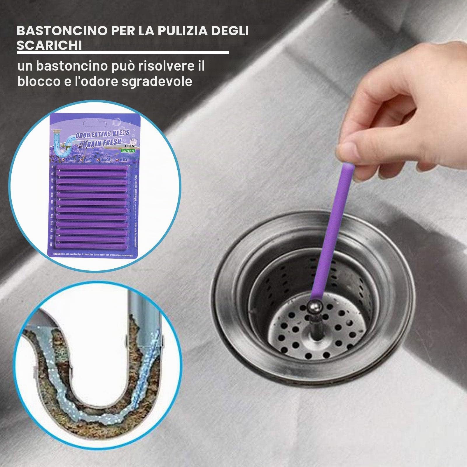 24 Pezzi Drain Sticks, Tubo Pulitore Detergente Cleaning Sticks Enzima, Mantiene Gli Scarichi Privo di Ostruzione E Odori per La Pulizia di Tubi di Scarico del WC, Cucina/Bagno