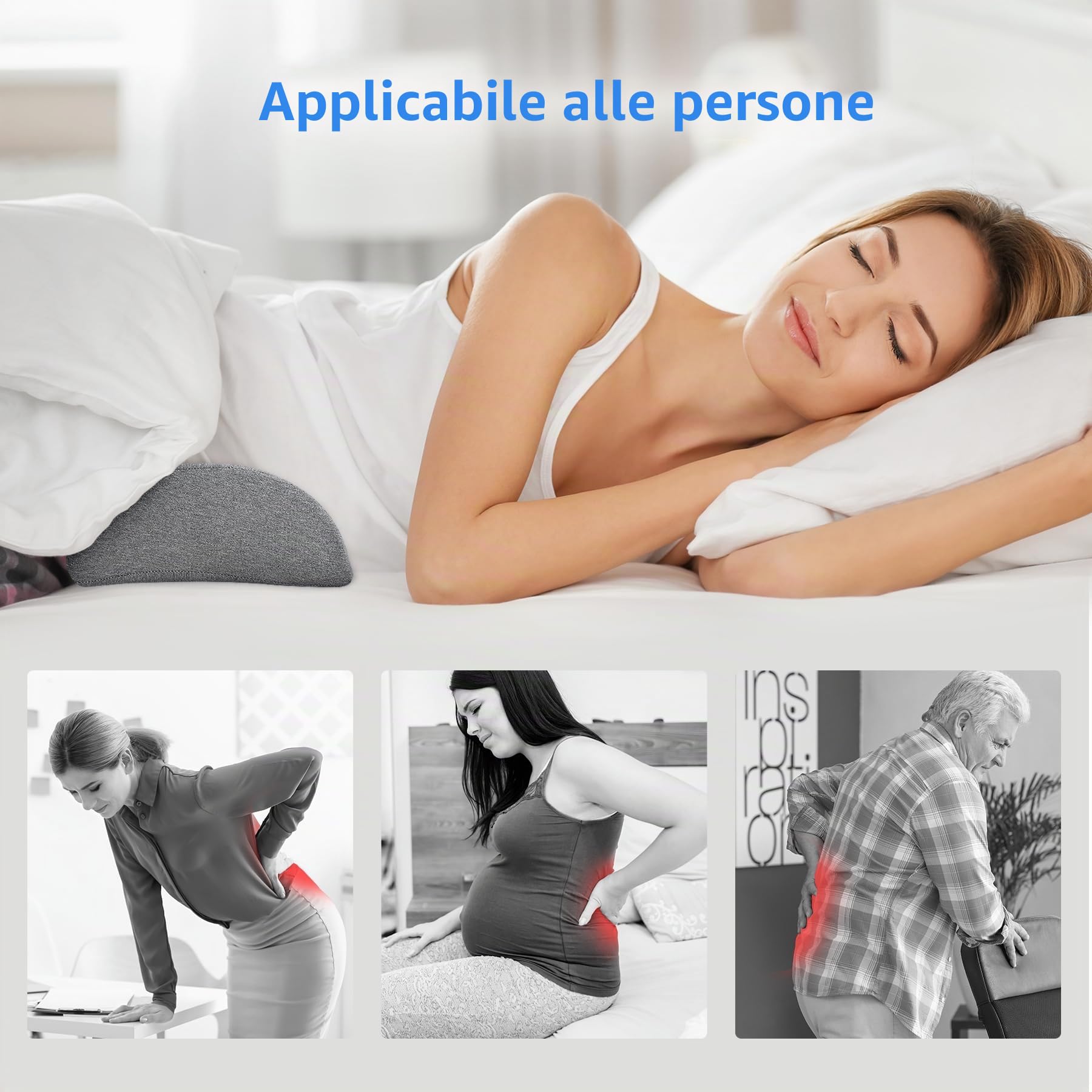 Cozyhealth Cuscino di supporto lombare per dormire, in memory foam, cuscino di supporto lombare per alleviare il dolore lombare, supporto per la schiena, supporto per la vita, per chi dorme sulla