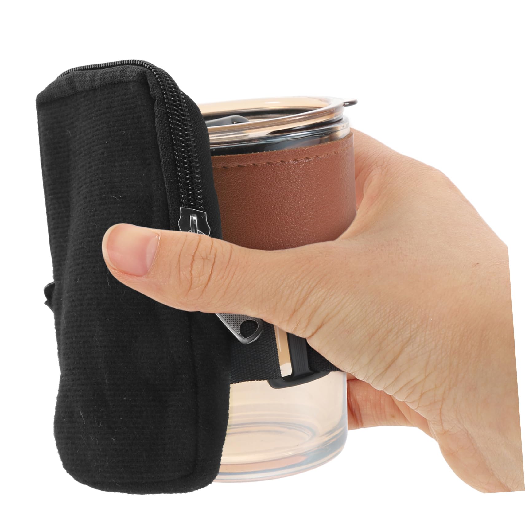 ibasenice 5 Stück Cup-Tasche im Freien schlank Reisen tragbar Beutel kleine Tasche für Wasserflasche Wasserflaschenhalter zum Wandern kleine Flaschentasche Segeltuch Schwarz