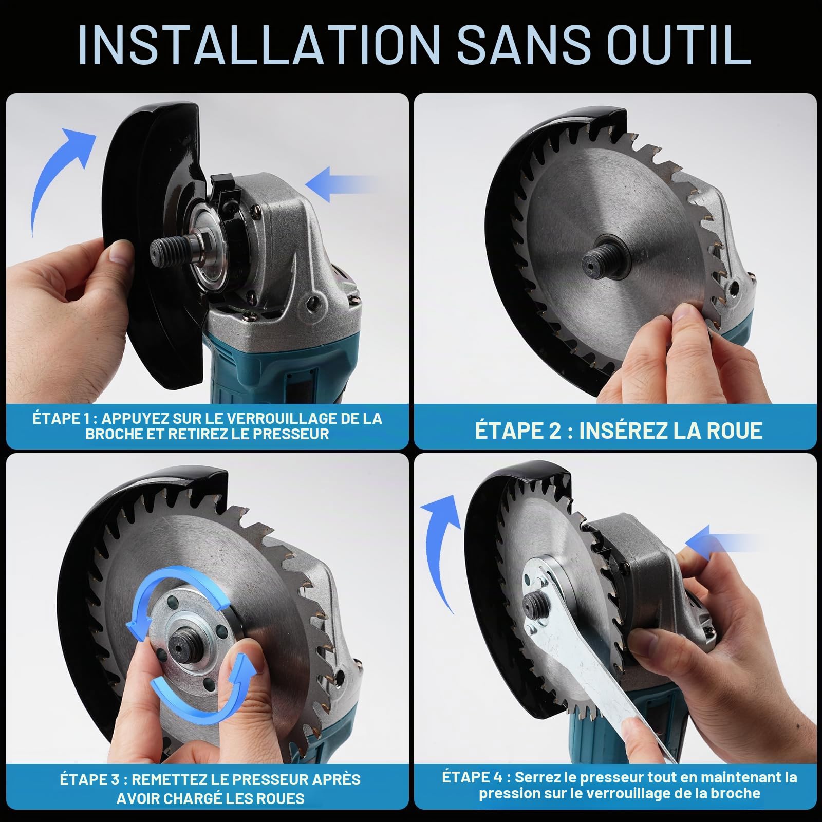 Disqueuse sans Fil avec Batterie, 21V 1500W Ø125mm 15000tr/min, Mini Meuleuse d'Angle sans Balais avec Chargeur, 50mm Profondeur de Coupe pour Couper Polir Poncer