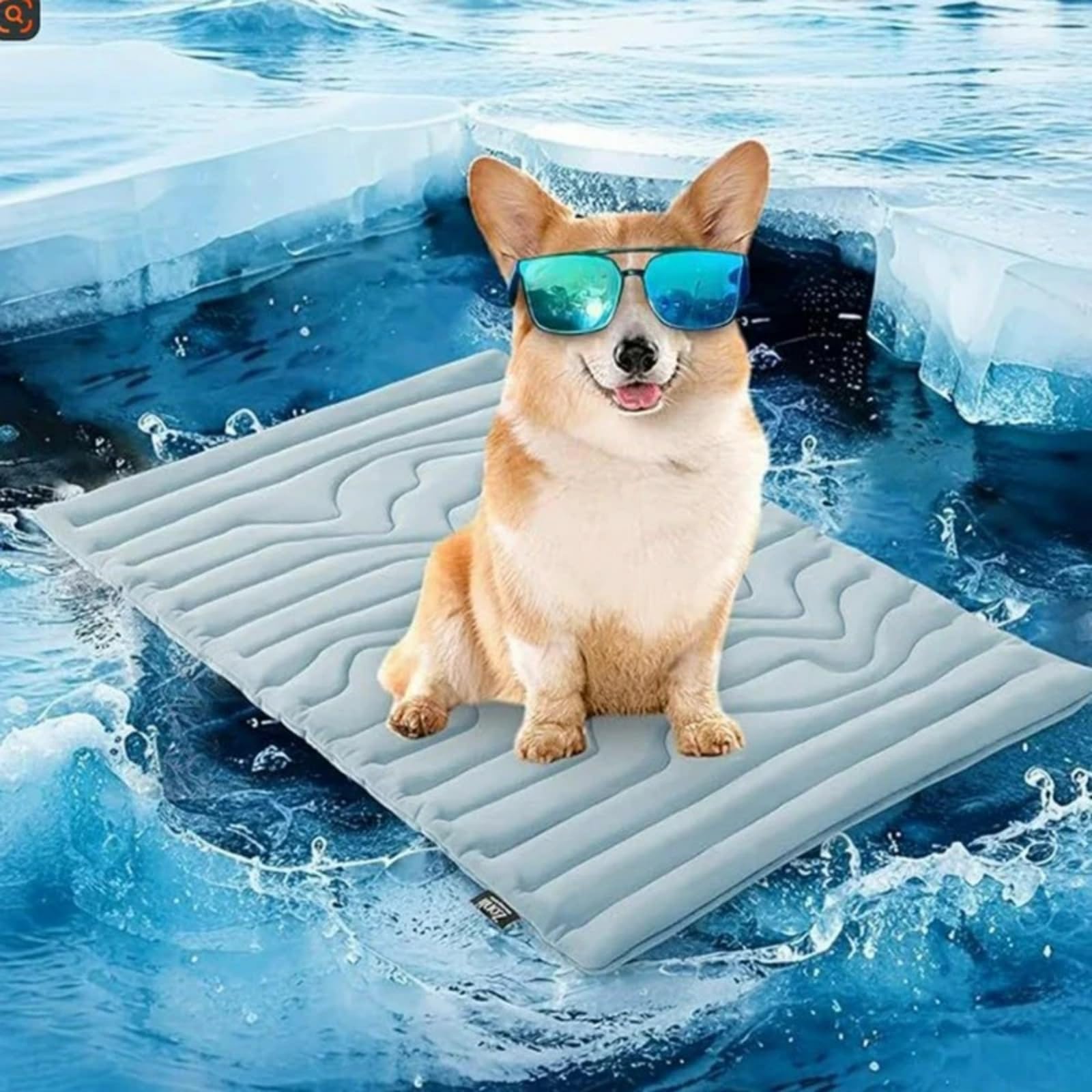 Punhazy Dog Cooling Mat, Cool-Touch Ice Silk Pet Cooling Pad for Dogs and Cats, Foldable Waterproof Reversible Summer Bed for Crate, Kennel, Car Travel (Ice Blue, M-35.8 × 22.8 inch)