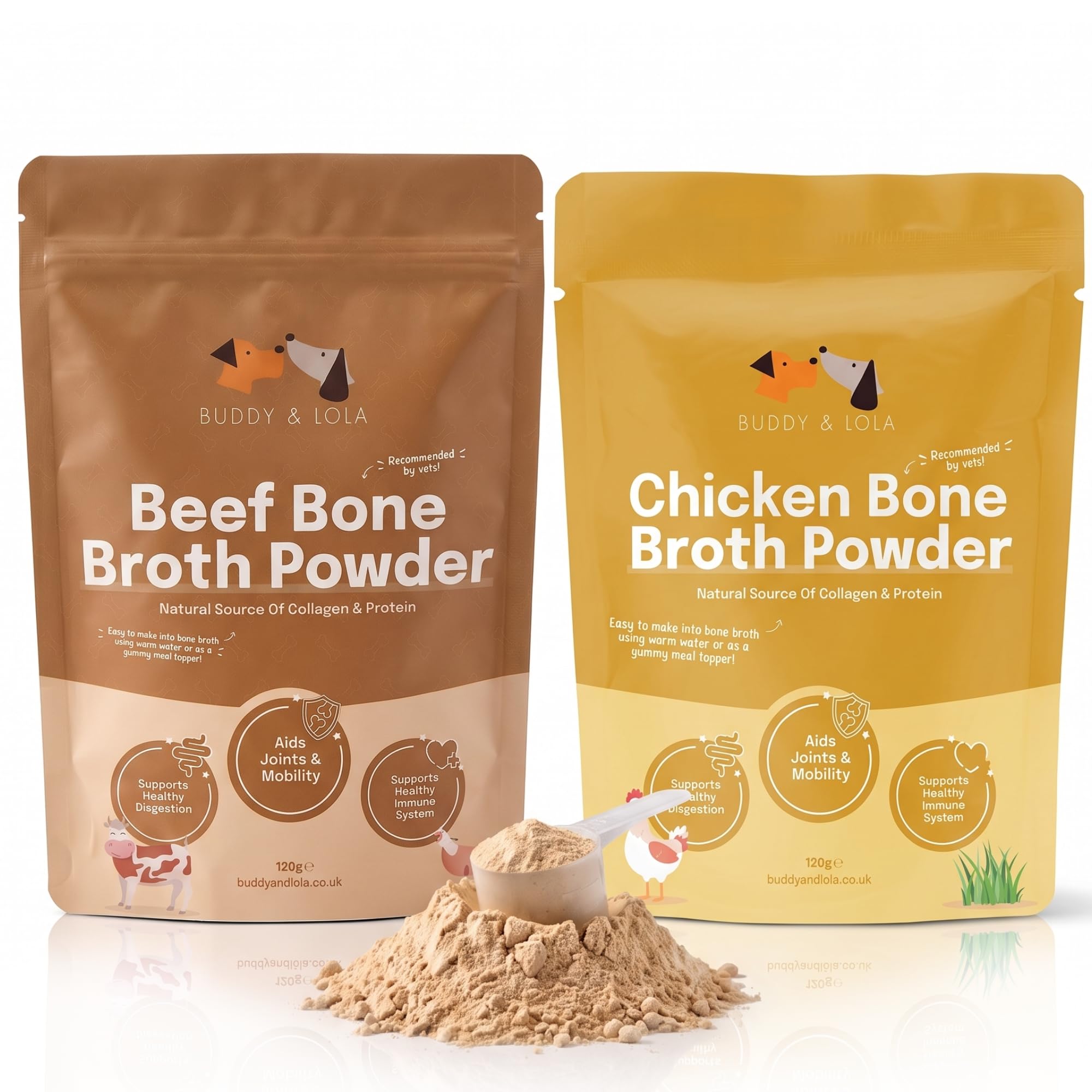 Buddy & Lola Bone Broth for Dogs - Duo Pack for Joints & Digestion Support