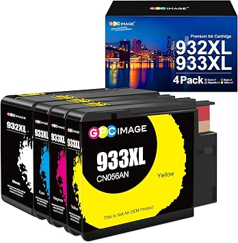 GPC Image Remanufactured Ink Cartridge Replacement for HP 932XL 933XL 932 933 to use with Officejet 7110 6600 6700 6100 7612 7610 Printer Black,Cyan,Magenta,Yellow, 4 Pack