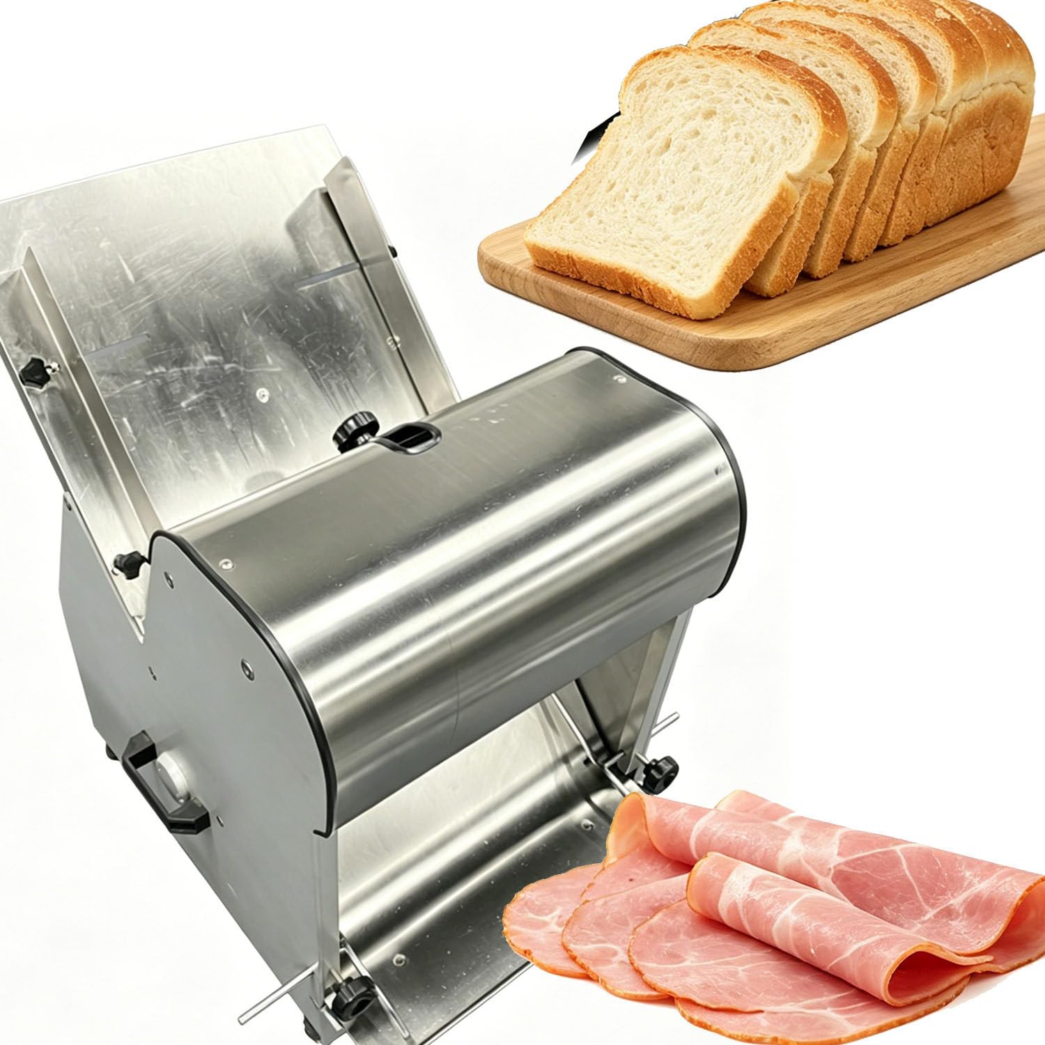 GYKOZY Stainless Steel Bakery Slicer, Commercial Toast Slicer, Bread Cutters with Adjustable Feed Port, Perfect for Bakeries Milk Tea Shops and Supermarket Daily Use