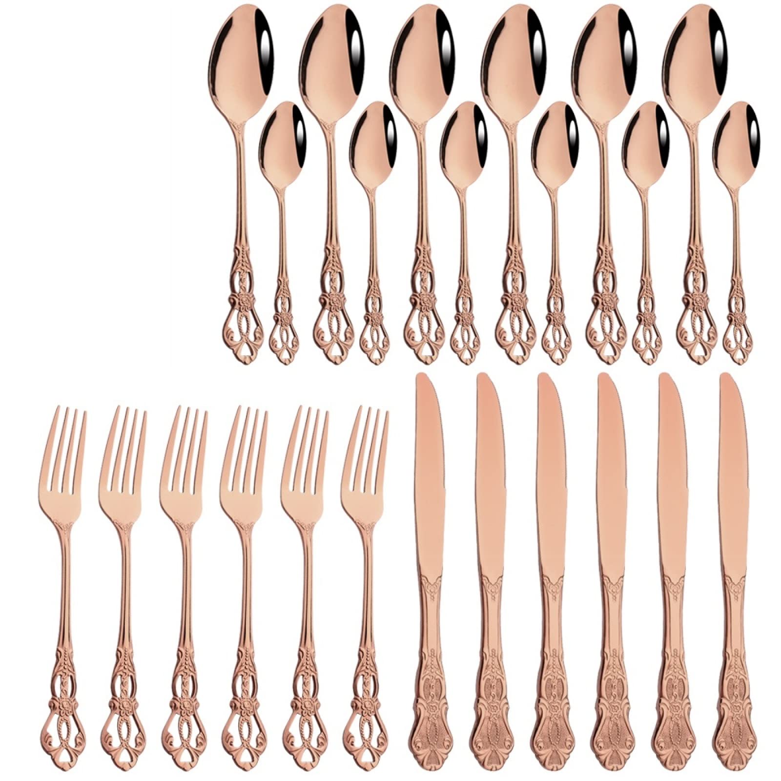 Porte couverts ensemble de 24 pièces rose pour ranger et dresser la table facilement