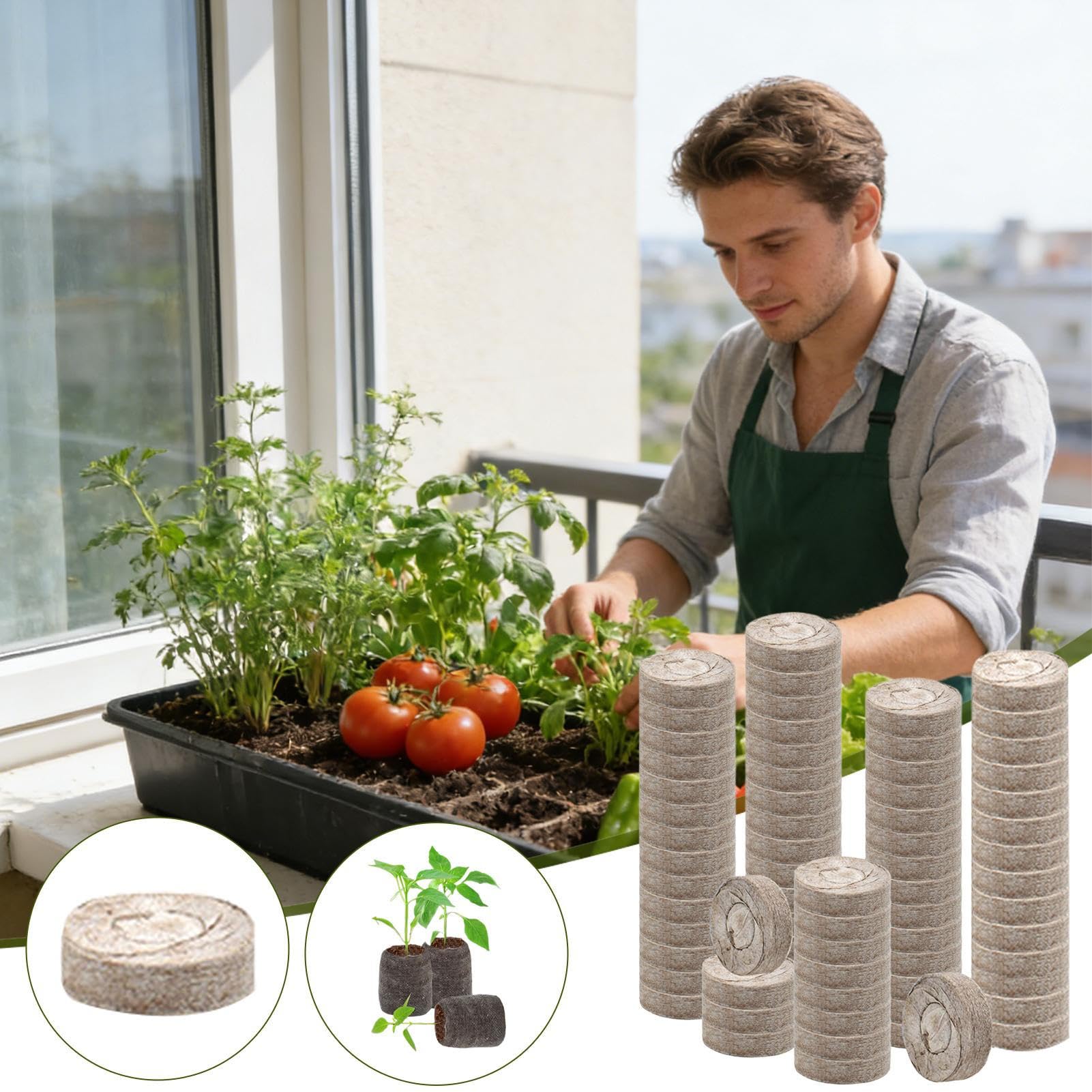 Tierra Vegetal | 100 Unidades Abono Orgánico,30 mm Sustrato Orgánico de Turba para Plantas de Interior | para Exterior, Hortalizas, Flores, Árboles, Cactus, Orquídeas, Bonsái, Monstera