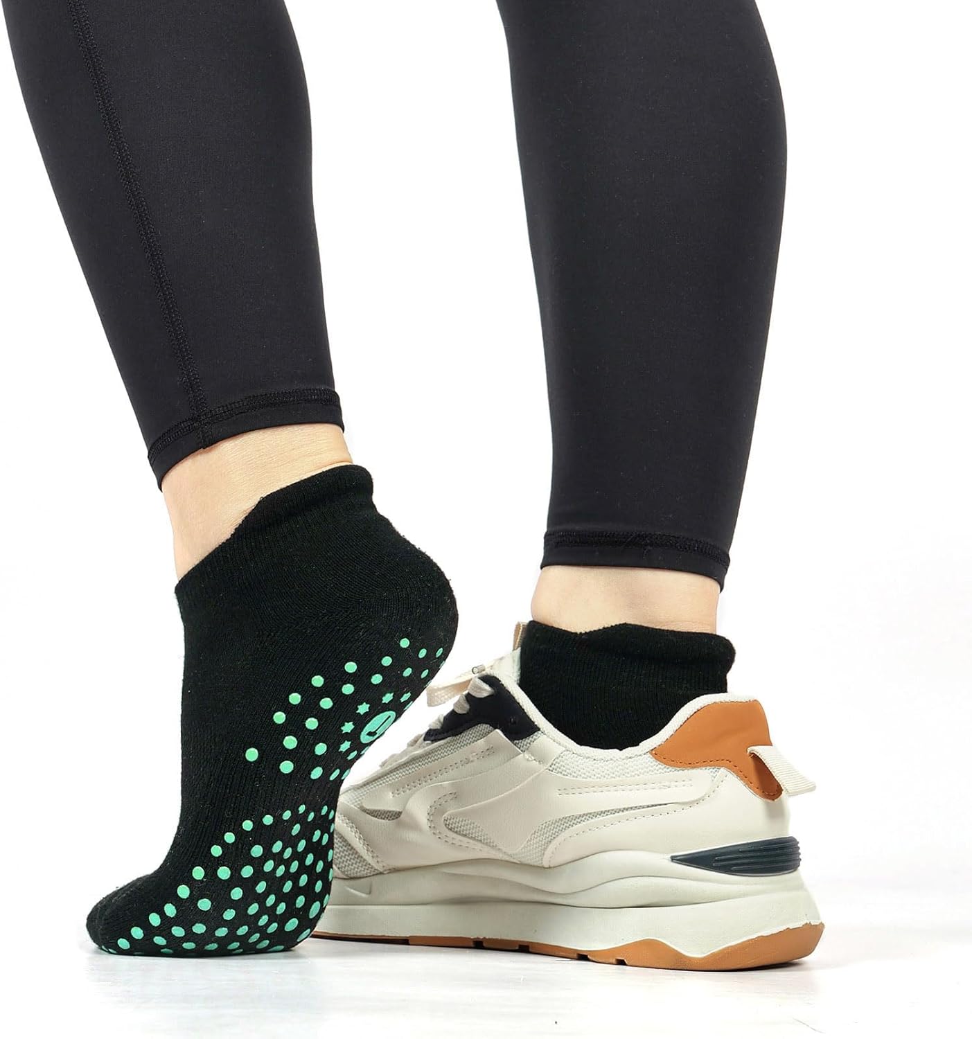 Pilates Socks for Women, Cushioned Ankle Grippy Non Slip Socks for Yoga, Hospital, Barre, Sports Home Slipper 2/4 Pairs - Image 6