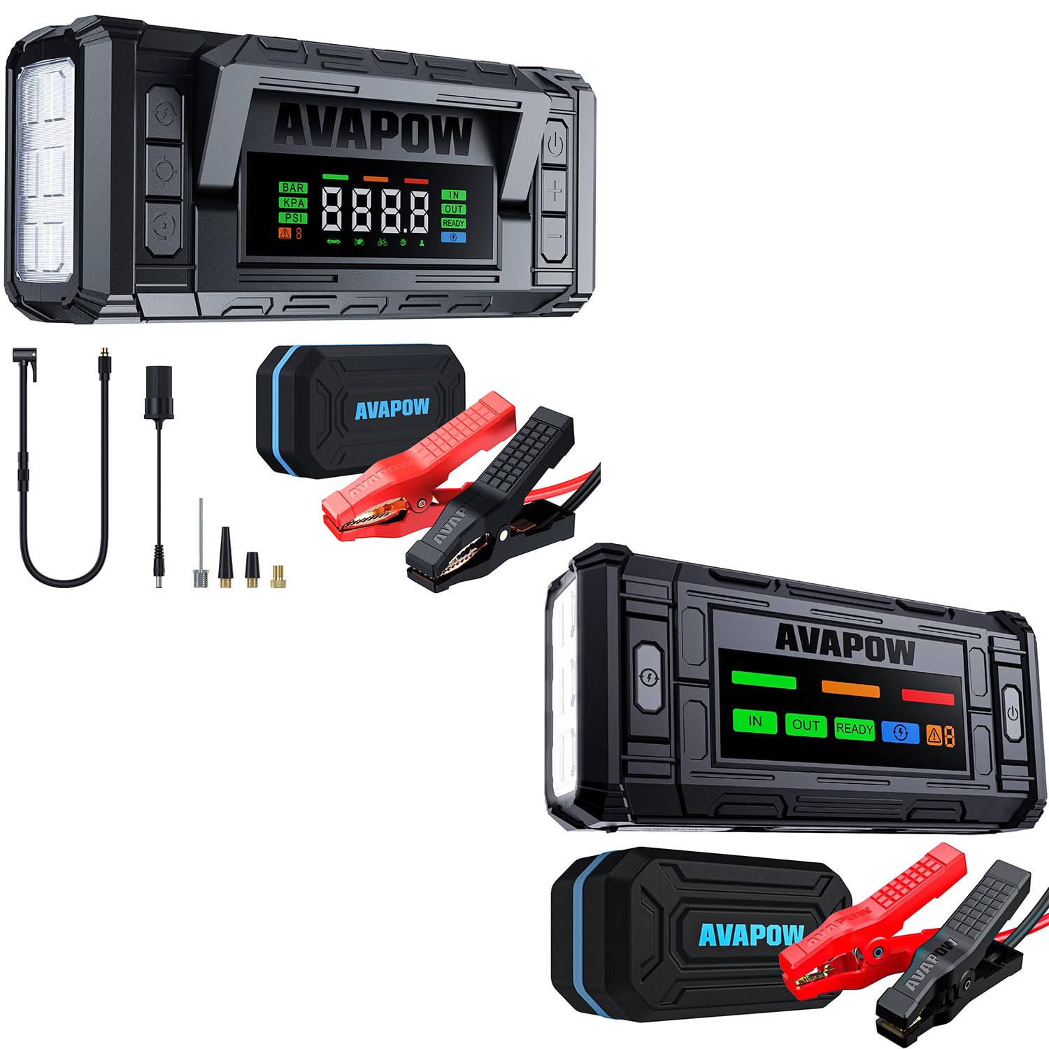 AVAPOW Jump Starter with Air Compressor 8000A 150PSI Car Battery Booster Portable AVAPOW TJ18 3000A Jump Starter with