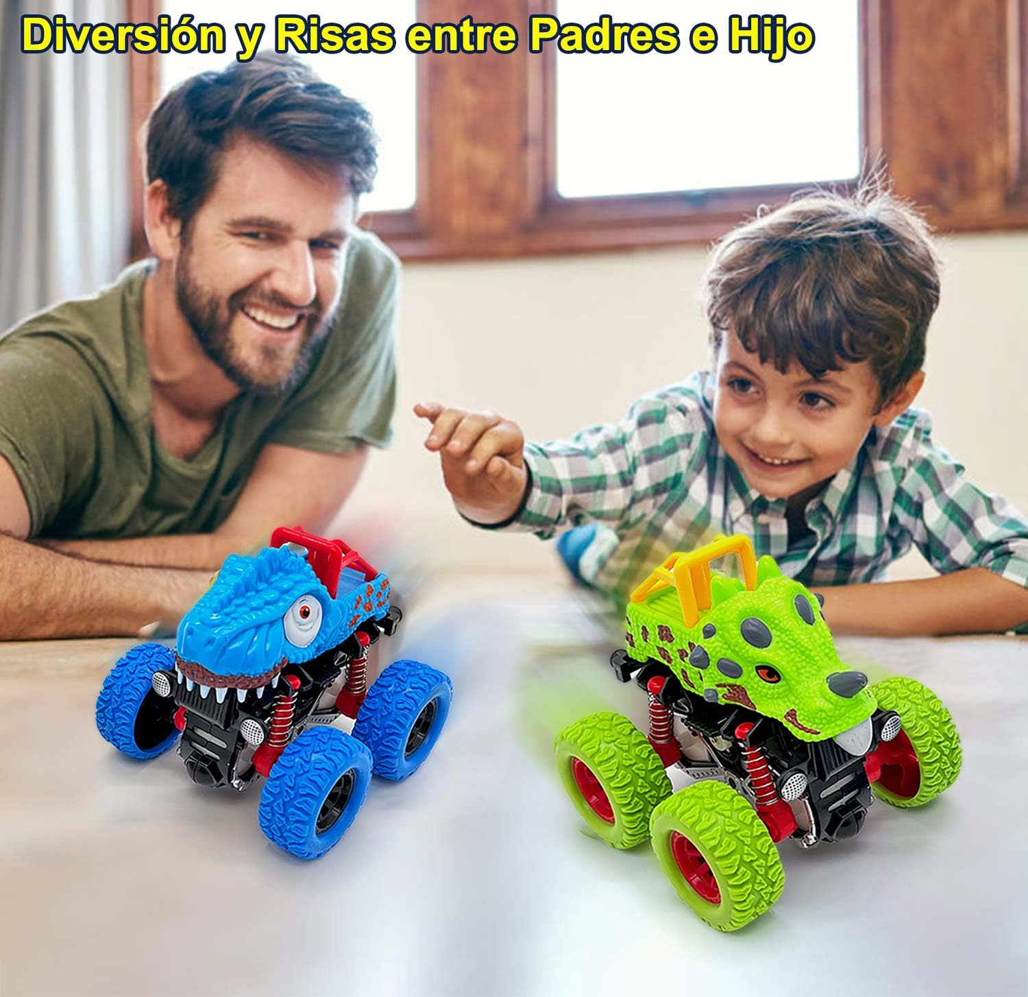Coches para Niños 2 Años, Pack de 2 Dinosaurios Coches Juguetes Niños 2 3 Años con Impulsados Fricción, Monster Truck Coches Cars Camion Juguete Regalos Niños 2 3 4 5 Años