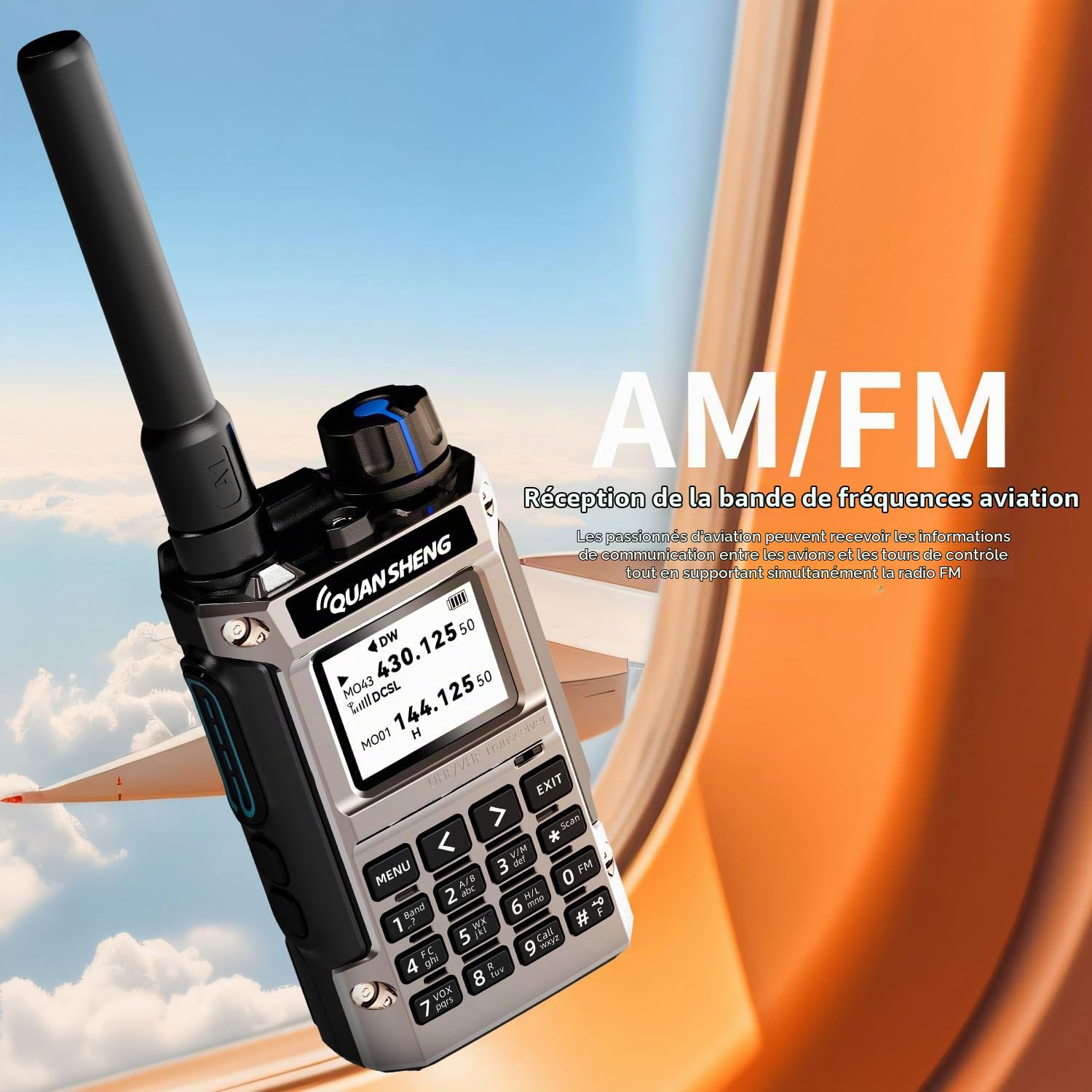 QUANSHENG UV-K1(8) Walkie Talkie Handheld Ham Radio, Air Band Receive 50-600MHz, Wireless Copy, One Key Frequency Match, Type-C Charging, NOAA Weather, 200 Channels, VOX, Portable Two Way Radio