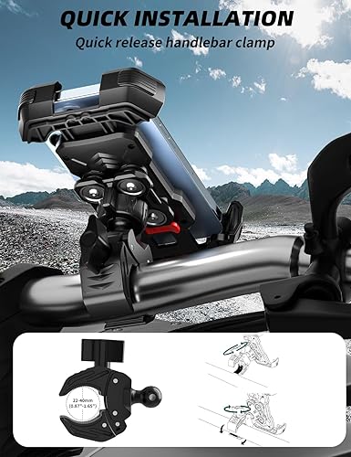 Miniatura 6 de Soporte de teléfono para bicicleta, soporte ajustable de 360 para teléfonos inteligentes de 4.7 a 7.2 pulgadas, soporte de espejo de motocicleta,