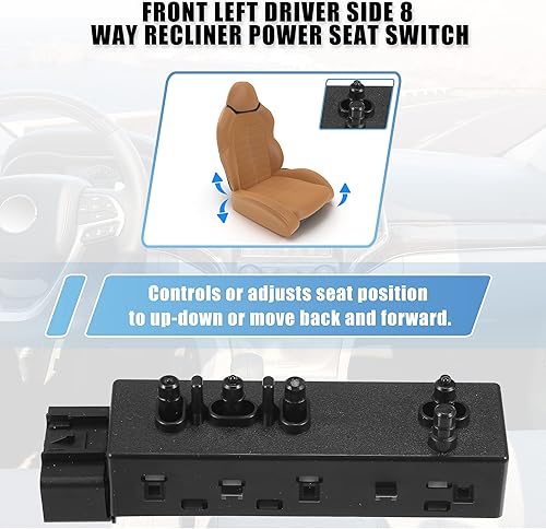 Miniatura 7 de X AUTOHAUX Control de interruptor de asiento eléctrico de 8 vías delantero izquierdo para GMC Sierra 1500 para Chevy Silverado 1500 07-13 para