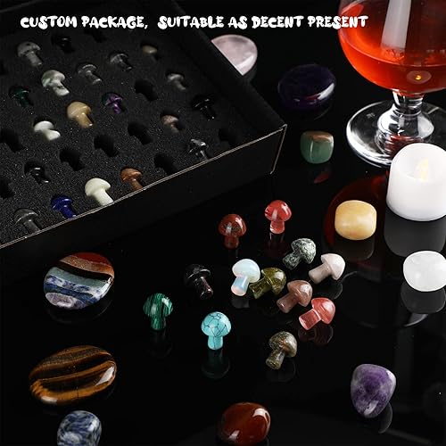 Miniatura 8 de Fumete 50 piezas de escultura de hongo de cristal, decoración a granel, lindos mini cristales de hongos tallados a mano pulidos en forma de hongo