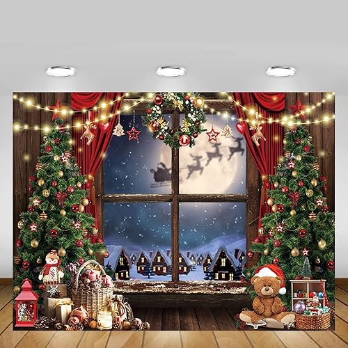 Miniatura 5 de MEHOFOND Telón de fondo de Navidad para fotografía de invierno, Papá Noel, árbol de Navidad, decoración de regalo de nieve, fiesta, Año Nuevo, fondo