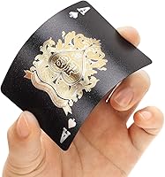 Vista 4 de EAY Juego de Cartas Impermeables con Diamante en Negro, Cartas para Póker, Baraja de Cartas (Negro)