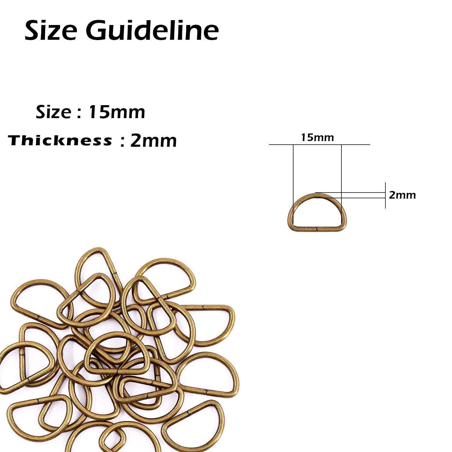 Trimming Shop Non Welded Metal D Ring Fasteners Durable Buckles for Handbags, Webbing Strap, Belts, DIY Projects, 10pcs