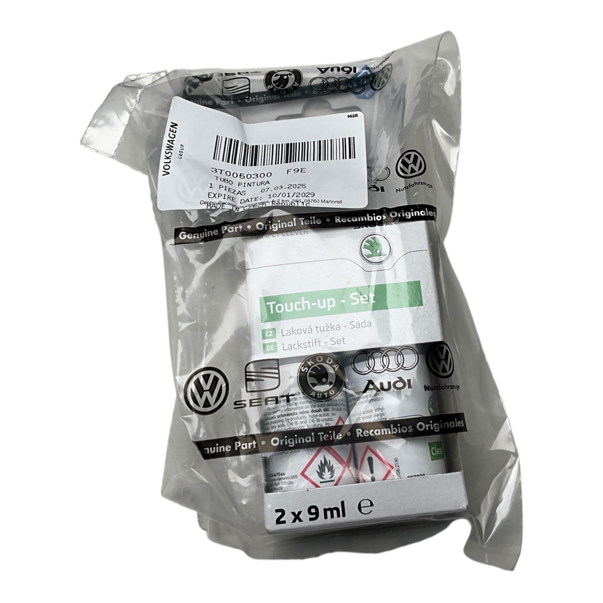 Skoda 9P9P F9E – Set de barras de barniz, color blanco