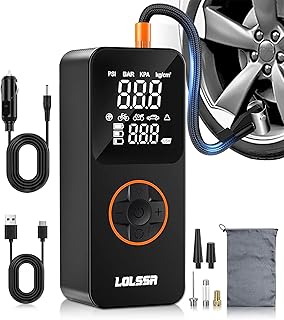 Tire Inflator Portable Air Compressor 150PSI Air Pump for Car Tires-Cordless Tire Pump with Pressure Gauge, Cigarette Lighter Plug for Motorcycle, Bike, Ball, Dual-Use Type (Dark)