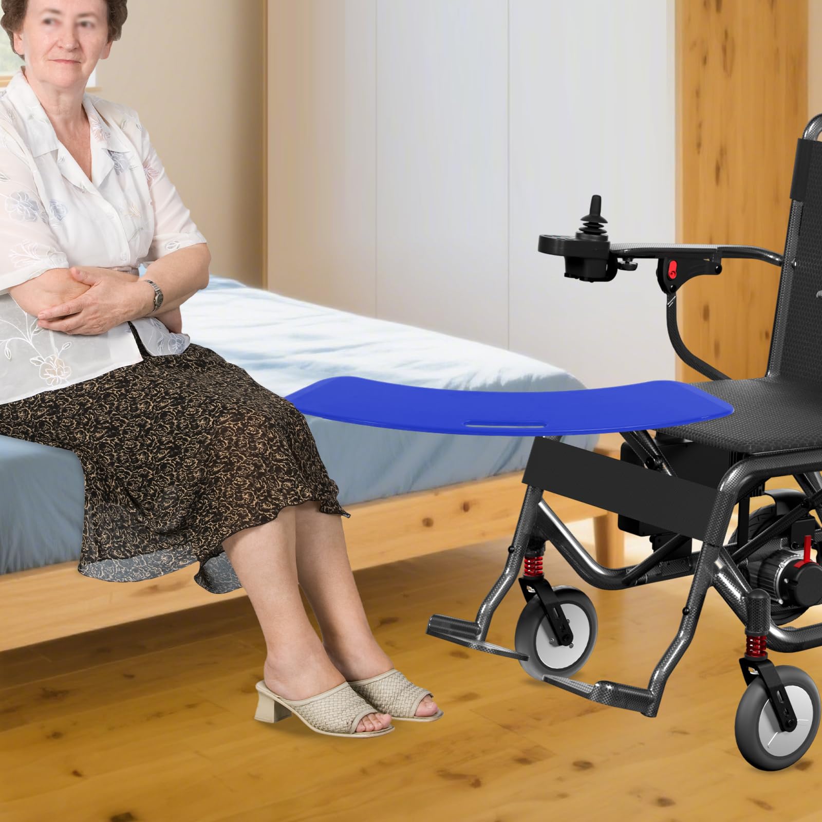 Tavole di trasferimento scorrevoli, per sedie a rotelle e anziani, fino a 150 kg, per trasferimento a letto, auto, toilette, per la cura (blu scuro)