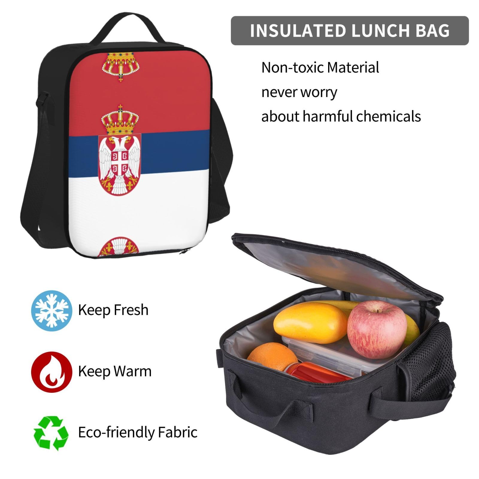 Flaga Serbii plecak dziecko chłopcy dziewczęta pudełko na lunch szkoła torba zestaw uczniów szkoły student prezent, Czarny, One Size, Bagaż