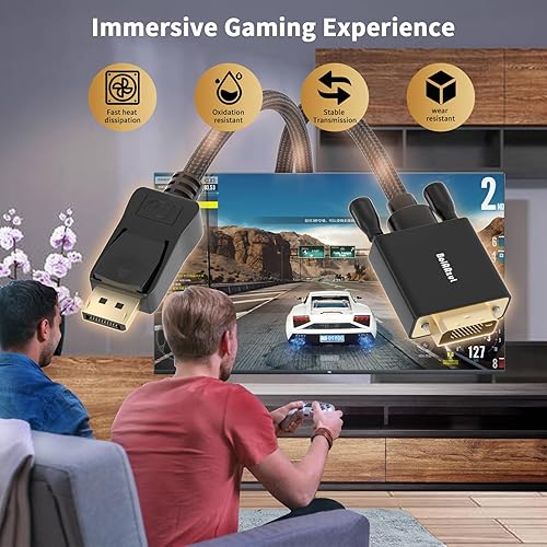 Miniatura 10 de BolAAzuL Cable adaptador DisplayPort a DVI-D de enlace único, puerto de pantalla DP 1.2 a DVI (24+1), cable convertidor pasivo macho a hembra negro