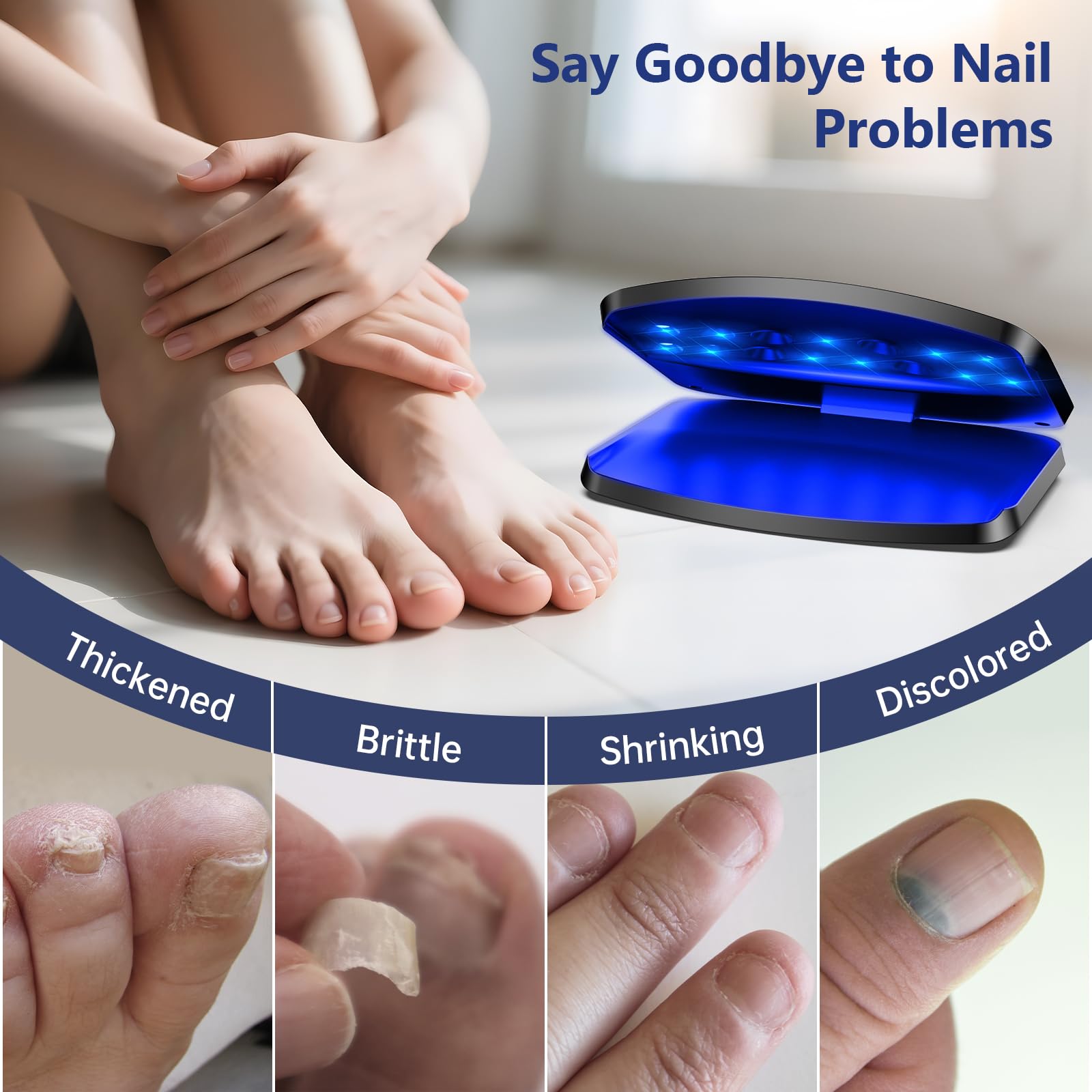 Upgrade Dispositivo láser para hongos en las uñas, 15 LED portátil y recargable mediante USB-C, 11 luz azul + 4 infrarrojos, pantalla táctil, temporizador de 5/10/15/20 minutos-Negro
