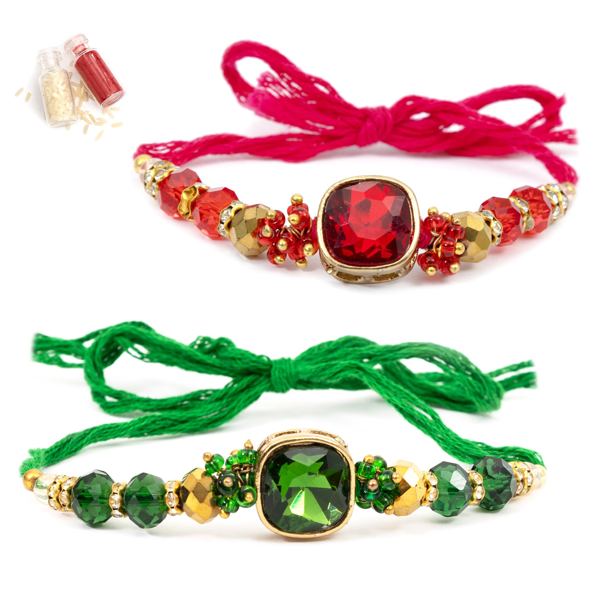 Rakhi for Brother with Tilak Material & Greeting Card - Pack of 2-image-27