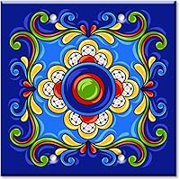 Vista 35 de Art Plates - Decorative Light Switch Plate Cover Plate - Decorative Metal Wall Plate - Combo: Decora - Toggle - Dark Blue Mexican Talavera Tile