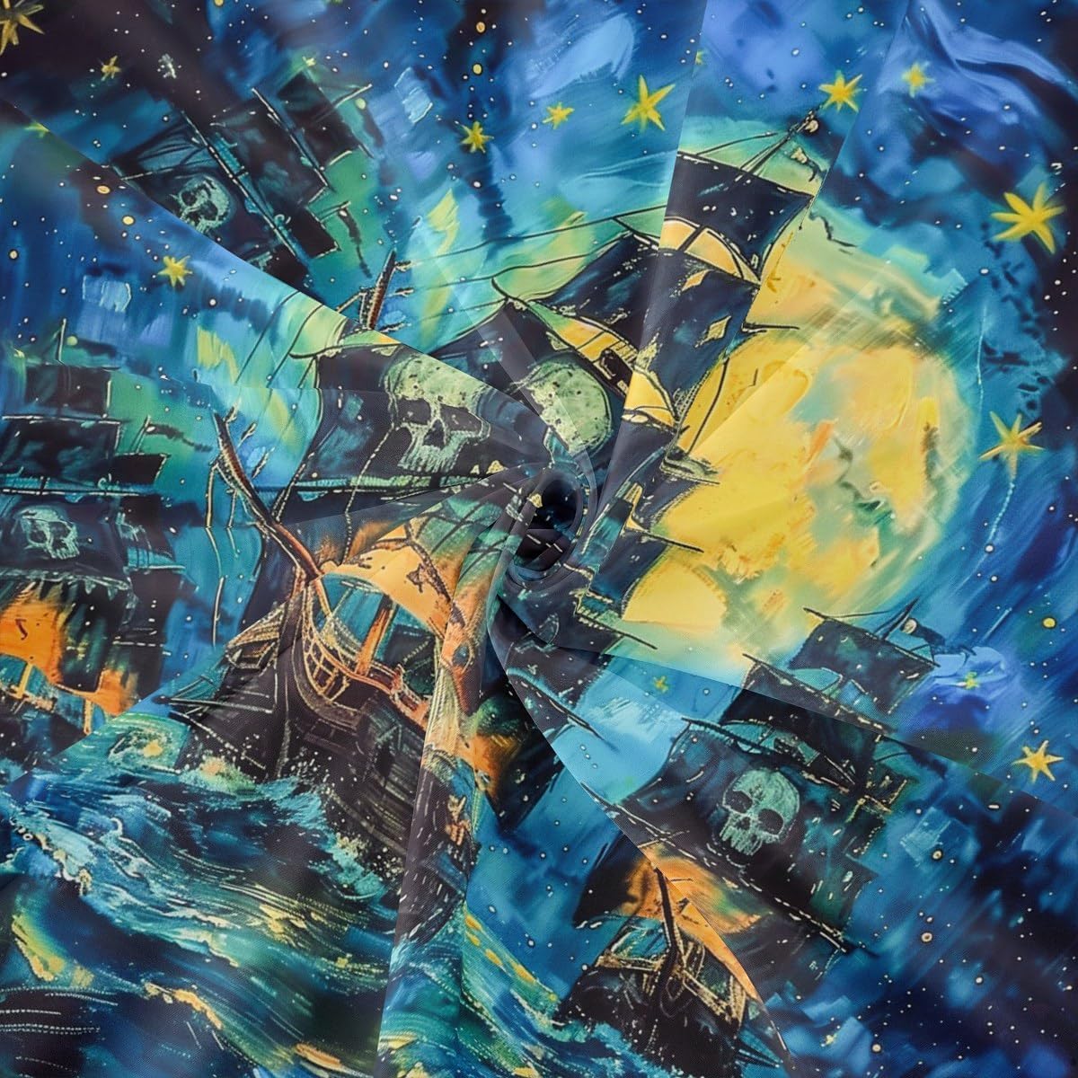 Trippy Pirate Boat Duvet Cover Toddler Size Starry Star Galaxy Bedding Set 2pcs Ocean Nautical Themed Comforter Cover for Kids Room Decor Exotic Sailing Ship Quilt Cover,1 Pillowcase(Not Comforter)