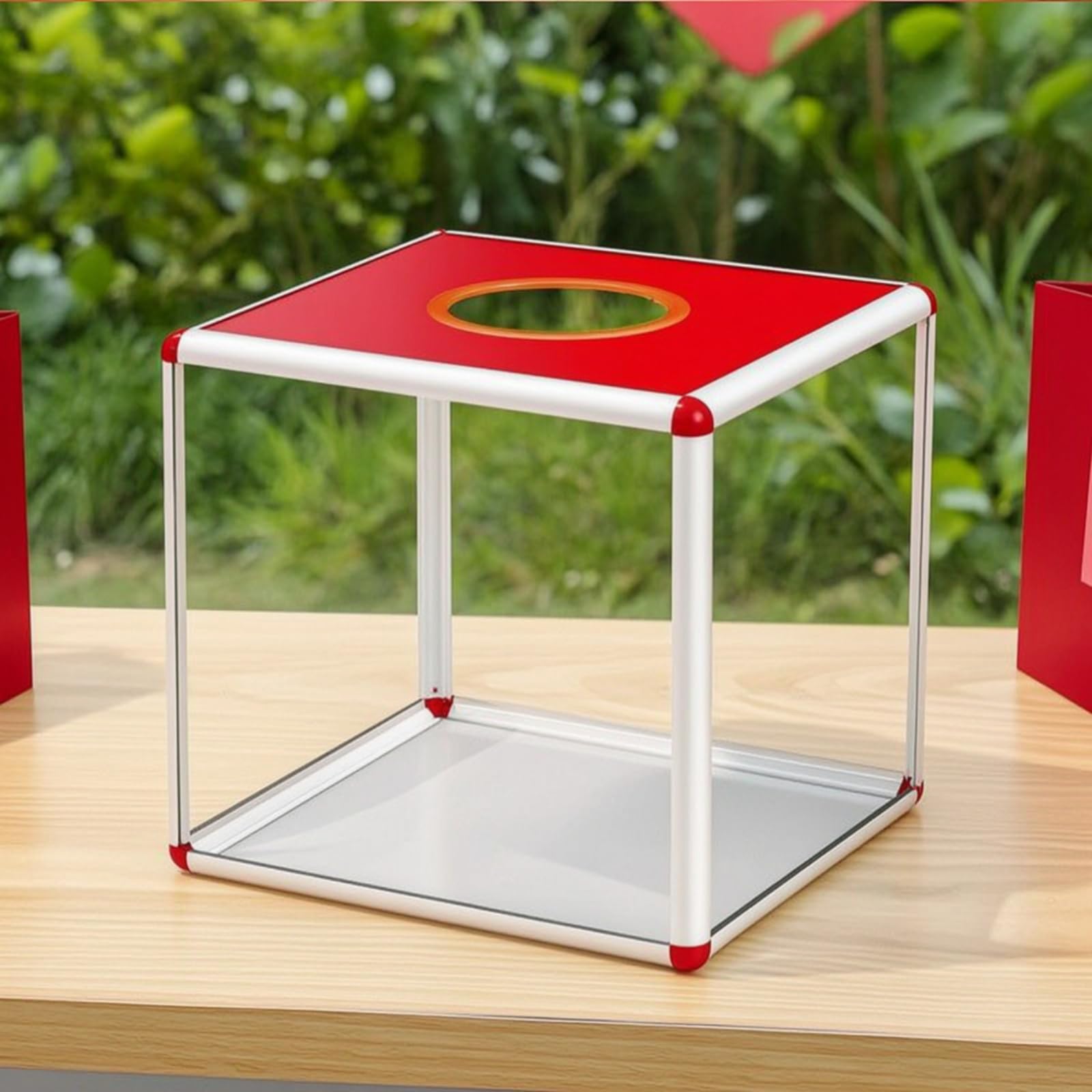 Scatola Estrazione Trasparente Sorteggi Contenitore Biglietti Box Votazioni Finitura Liscia Angoli Smussati Uso Prolungato Adatta per Concorsi, 40cm, Modello Trasparente Su Un Lato