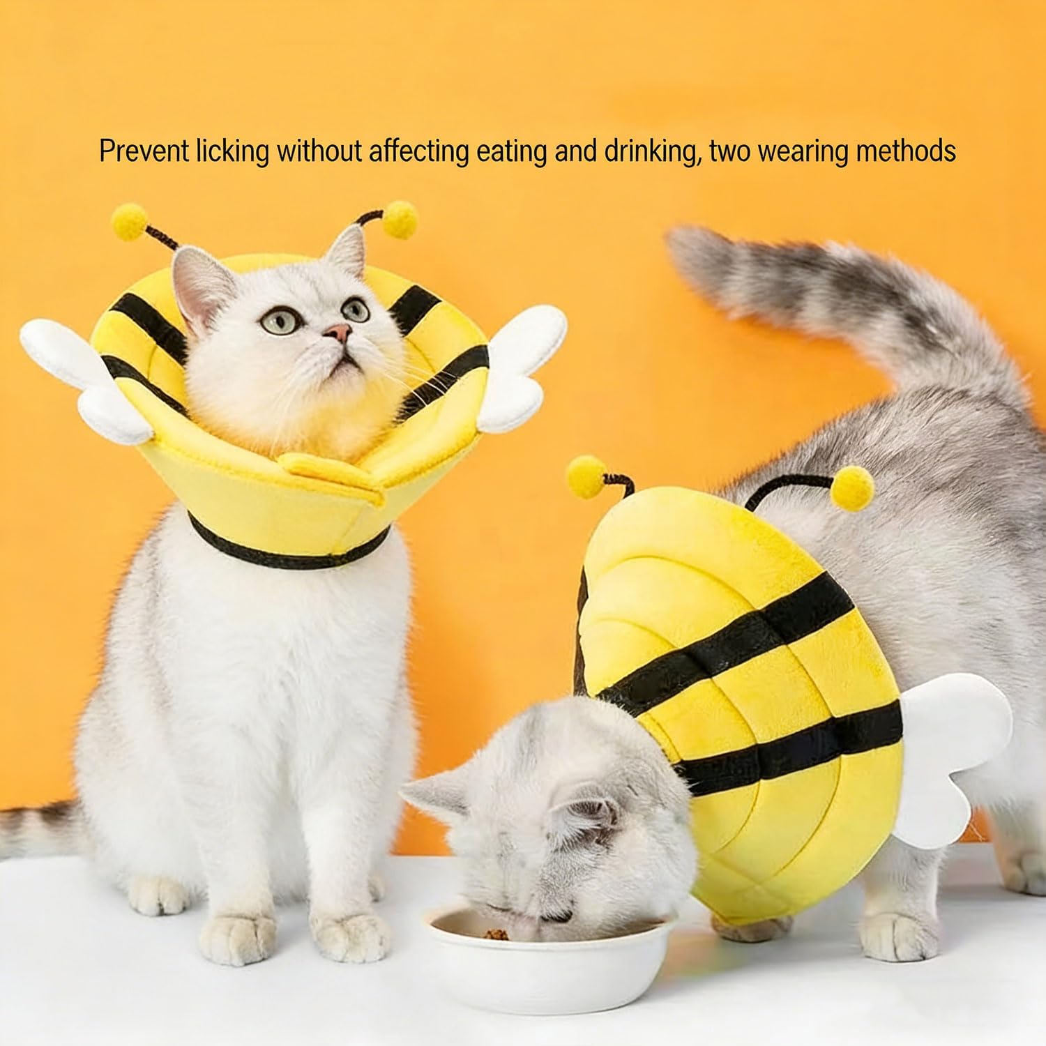 Soft Cat Cone, Adjustable Recovery Collar After Surgery to Prevent Licking Wound, Protective Cat Neck Cone, Comfortable Pet Elizabethan Collar for Cats Kittens and Puppies (S)