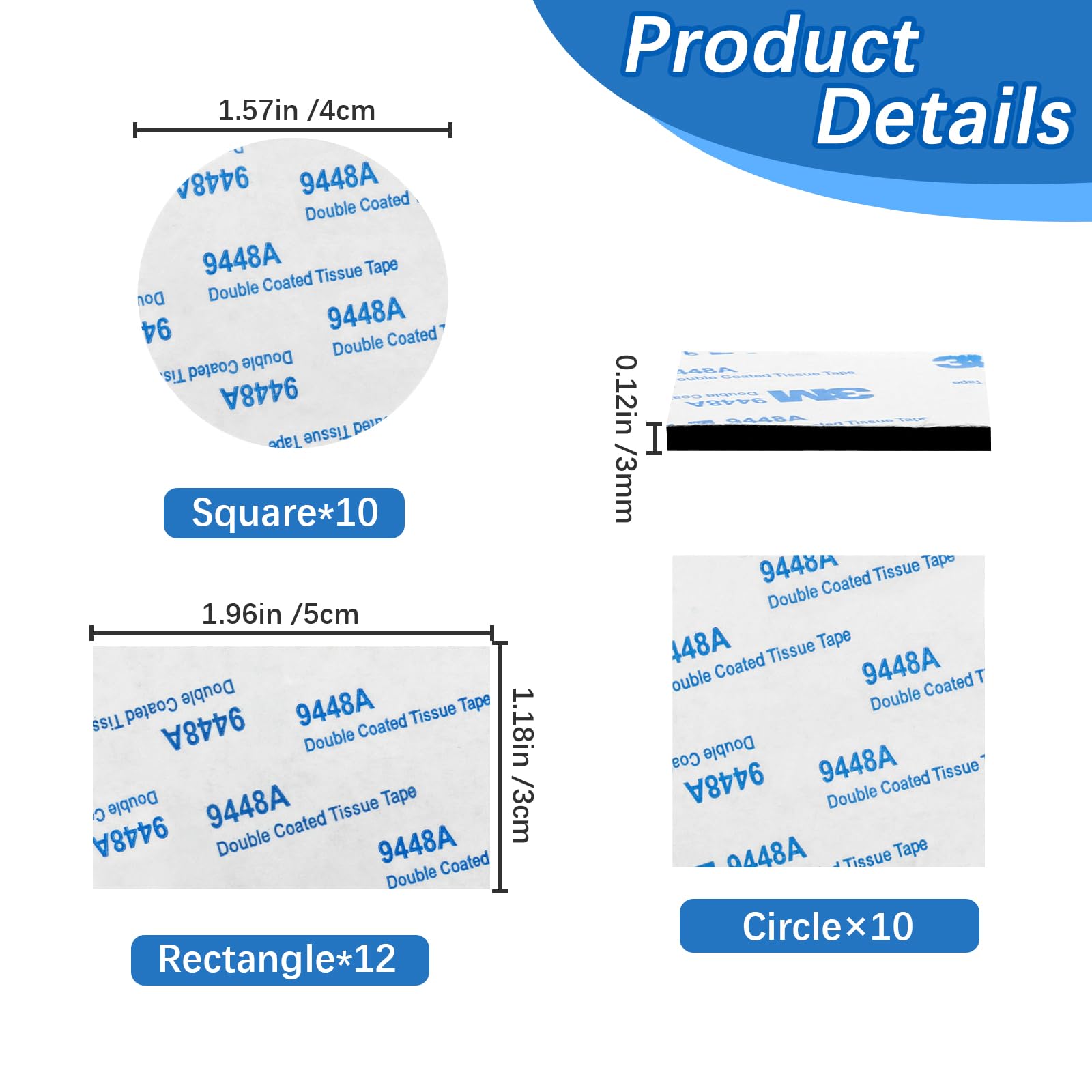 MXTIMWAN 32 Pièces Tampon Adhésif Double Face, Adhesif Double Face Extra Fort Mousse, Tampons En Mousse Adhésifs De Montage Pour Sur Le Sol, Portes, Plastiques, Verres Et Métal