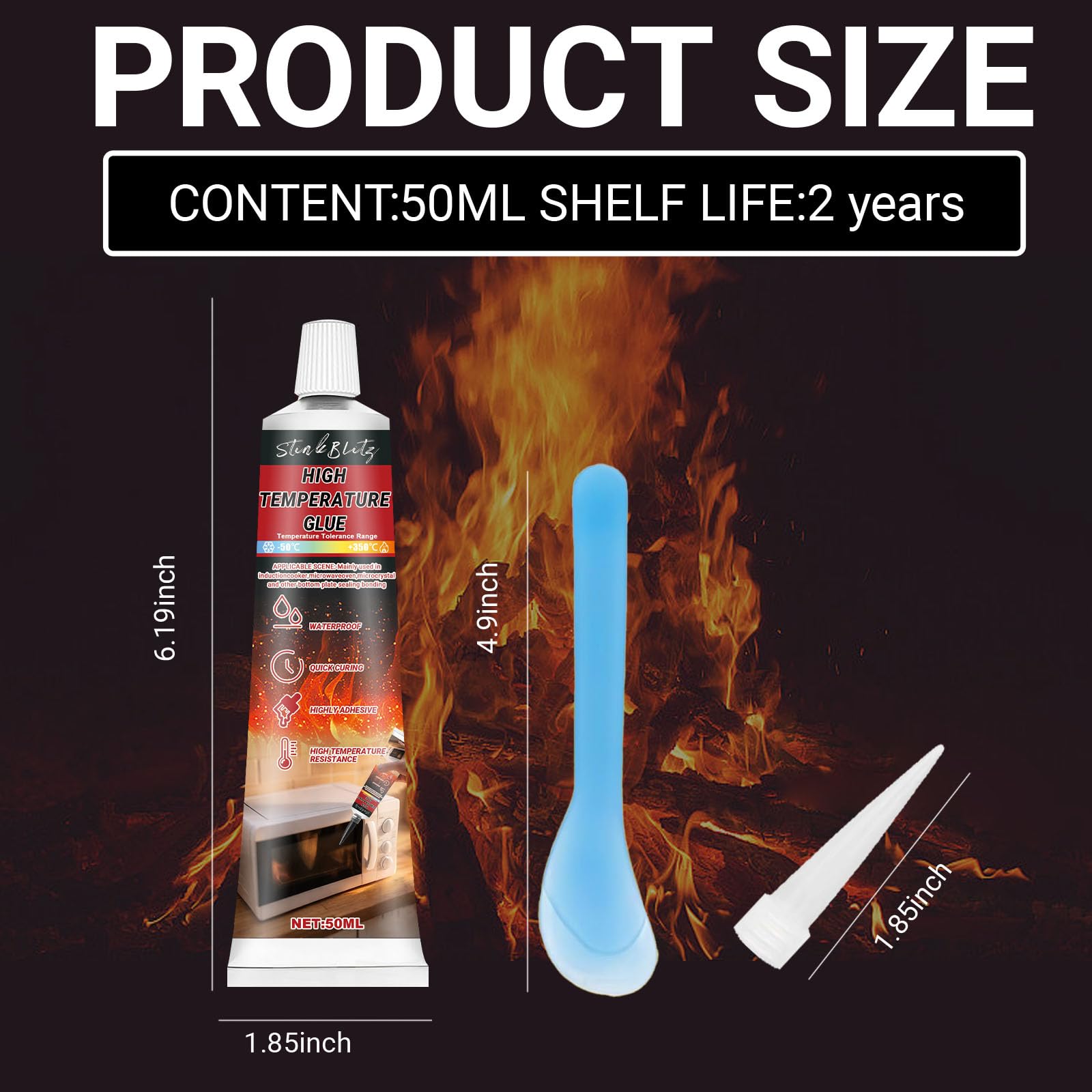 Sigillante Alta Temperatura, Colla Alta Temperatura Nero, Colla per Cavi di Tenuta,Adesivo Resistente al Calore Adatto per Porta Forno,Elettrodomestici,Caminetti, Stufe, Scudi Termici,50ml,2 Pezzi