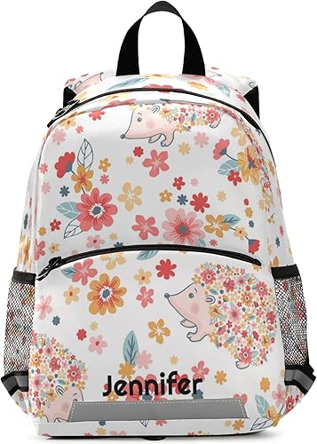 Glaphy Mochila personalizada para niños, mochila infantil para guardería, mochila preescolar con nombre personalizado para niños y niñas, 3-erizo,