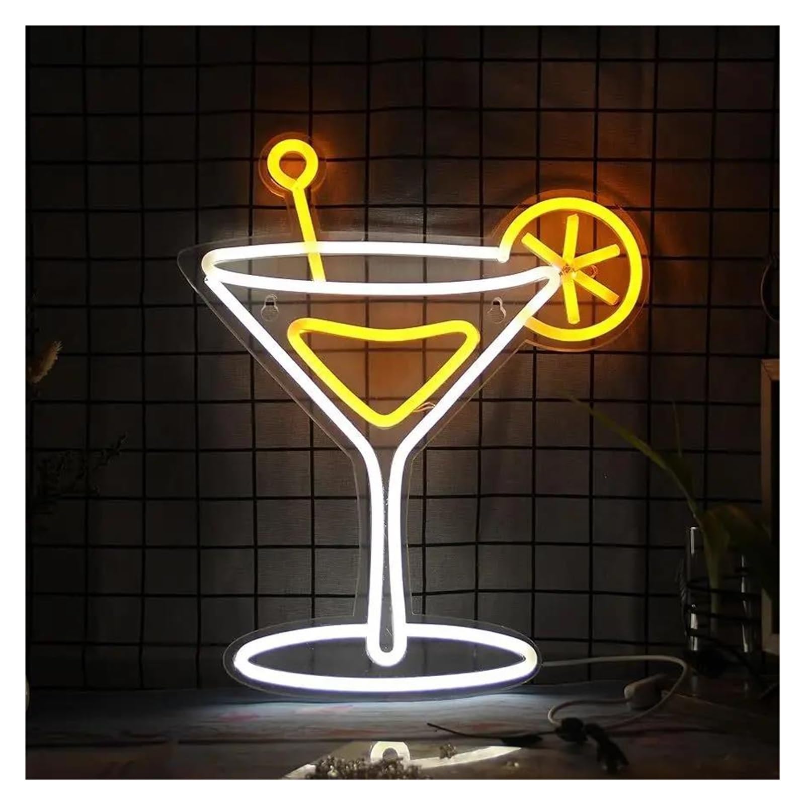 LEMST Signs Lamp Cocktail Neon Sign Neon Light USB Goblet Bedroom Bar Restaurant Nightclub Birthday Party Club Shop Commercial Decor 38x30.3cm