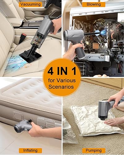 Vista 3 de Aspiradora de mano inalámbrica 4 en 1, 20000 PA, motor sin escobillas, succión de alta potencia, mini eliminadores de polvo de mano recargables