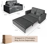 Xbro 2-Seater Sofa Bed, Extendable Sleeper Couch with Pull-Out Function, Modern Velour Fabric for Living Room, Guest Room or Office - 3