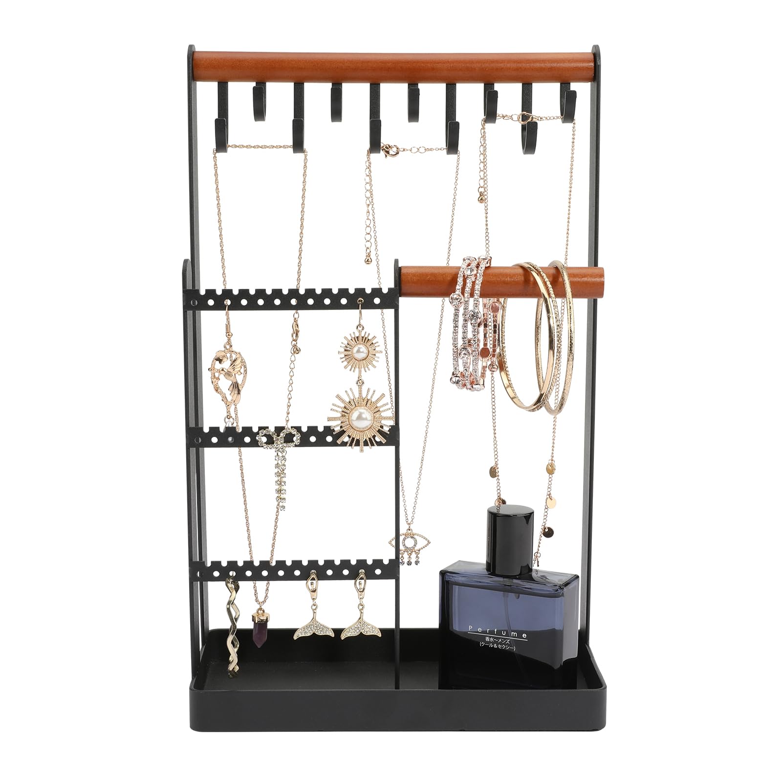 Necklace Holder, Jewelry Storage Tower for Displaying Jewelry, Organizing Bracelets, Necklaces, Bracelets, Rings, Earrings and Watches (Black)