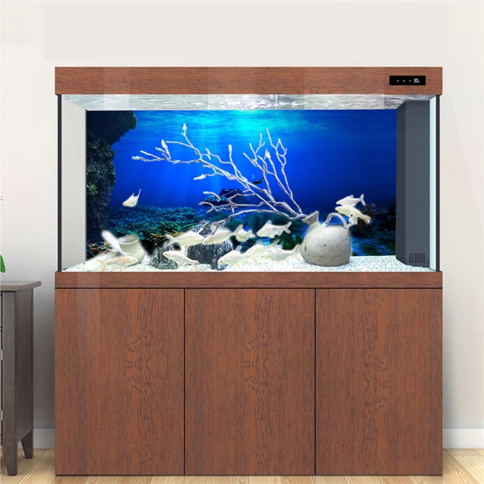 Aquarium Hintergrund Regenwald Aquarium Hintergrund Poster Aquarium Reptil Box PVC 3D Unterwasser Welt Landschaft Bild Dekor Hintergrund Tapete(122x46cm)