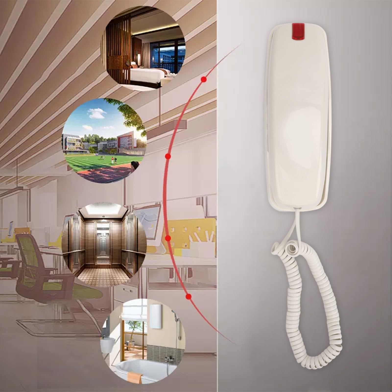 Teléfono fijo para el hogar, teléfonos de pared retro para teléfonos fijos, con cable, montaje en pared, botones grandes, control de volumen, teléfono fijo de estilo antiguo para (beige)