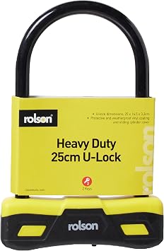 Rolson 66743 250 x 165 mm U Type Bicycle Lock, Black