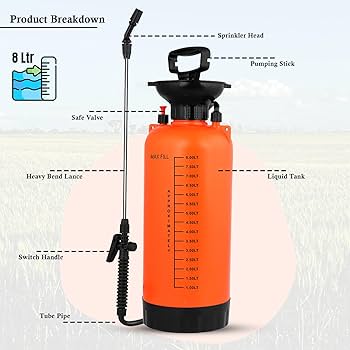 Oriley 8 Ltrs Handheld Manual Garden Sprayer Water Pressure Pump