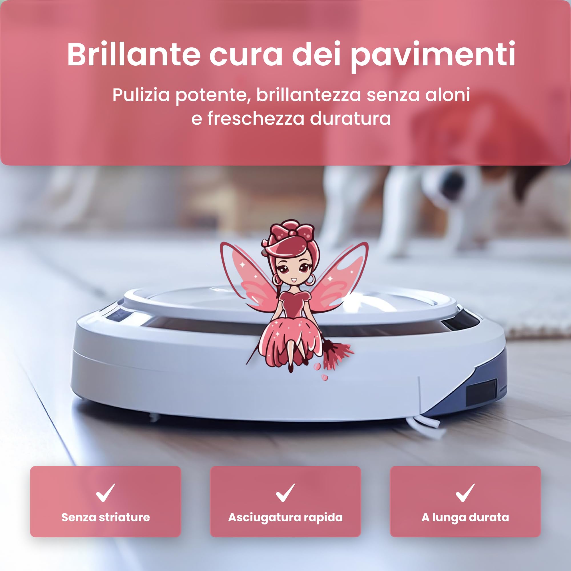 Mrs. SHINY - Detersivo per lavapavimenti con fragranza di magnolia - Pulizia senza striature e asciugatura rapida - Compatibile con vari modelli di lavapavimenti - 750 ml