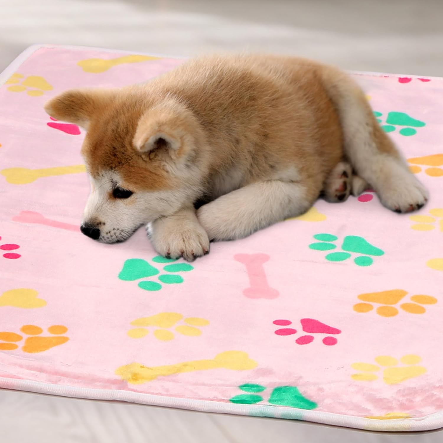 Hahafelt 20 Pcs Dog Blankets for Small Dogs 24 x 16 Inches Puppy Blankets with Paw Print Soft Fluffy Fleece Pet Sleep Mat Flannel Throw Washable for Small Dogs Puppy Cats, 10 Styles