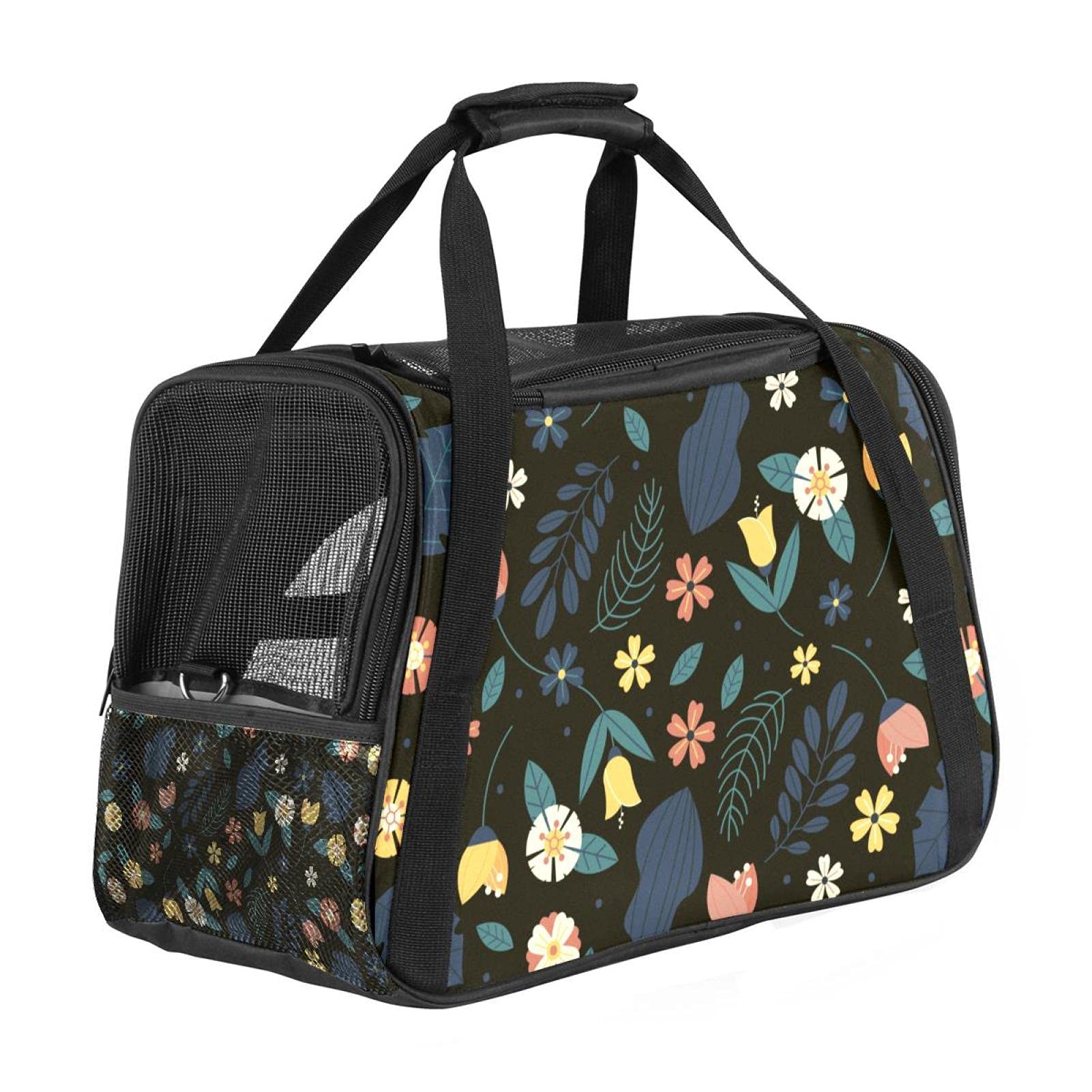 Sac de transport pour animal domestique portable et imprimé floral coloré
