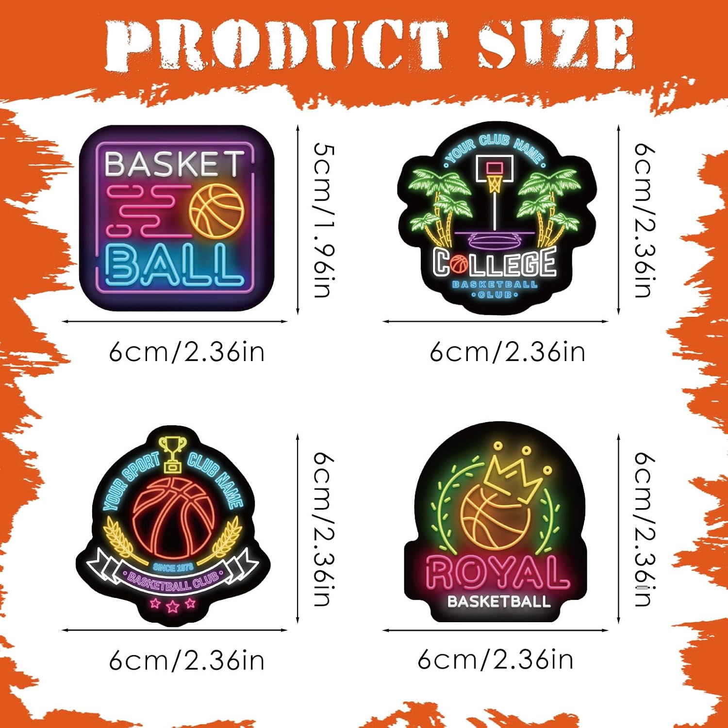 Basketball Sports Neon Stickers - 50 Pcs Waterproof Vinyl Decals image 4