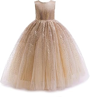 Flower Girls Sequin Dress Bridesmaid Sparkle Formal Wedding Party Birthday Kids Pageant Princess Prom Ball Gown - Buy now