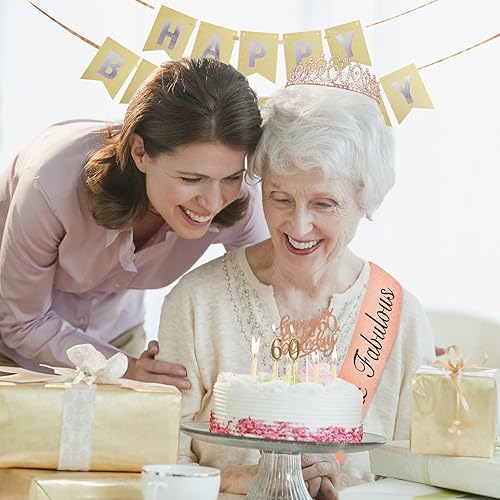 Miniatura 10 de CoFashion - Tiara de cumpleaños número 80 para mujer, banda y corona de cumpleaños 80 para mujer, decoraciones de cumpleaños 80 para mujer, incluye