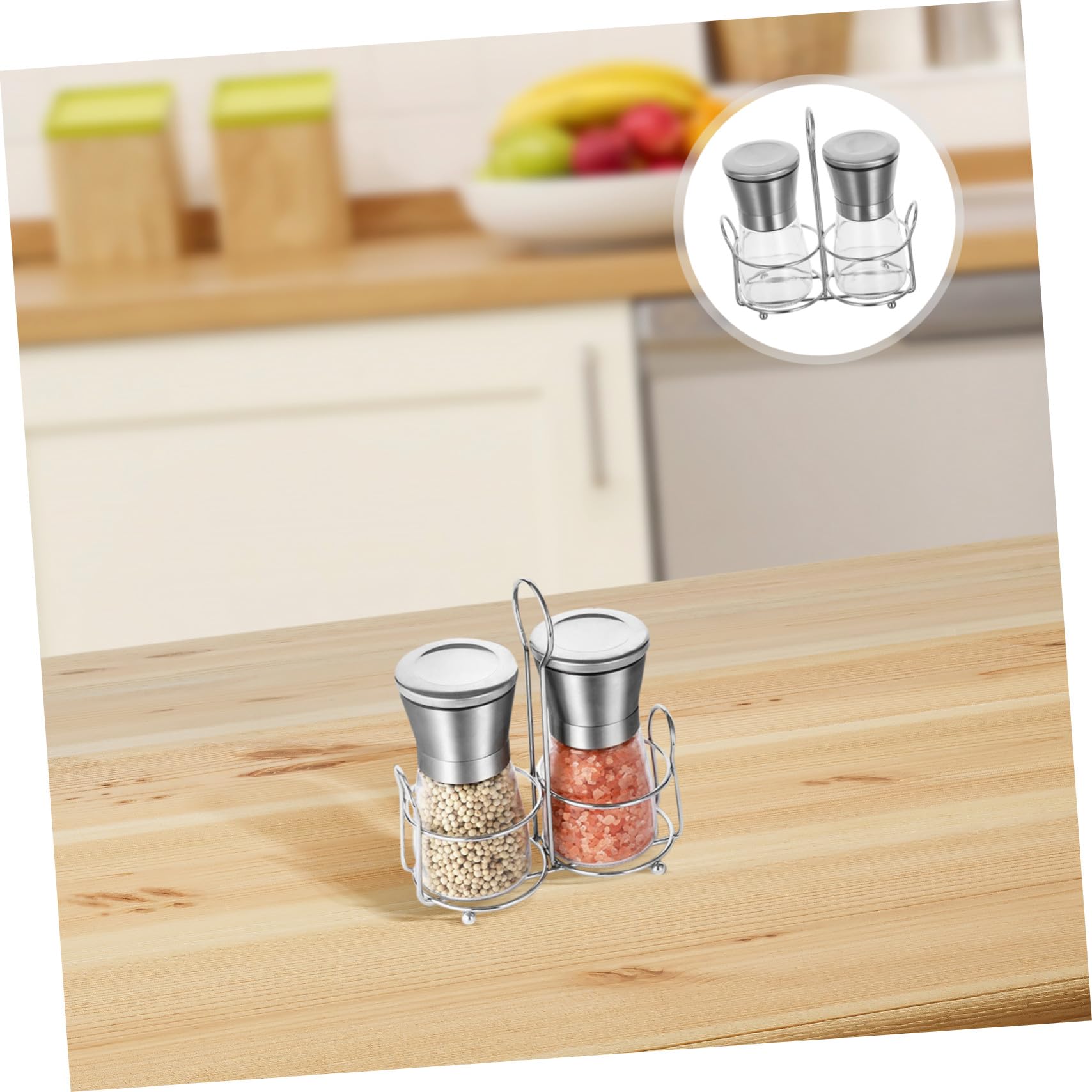 Yardenfun Macina Pepe Manuale in Acciaio Inox con Macina Regolabile, Bottiglia Trasparente Ricaricabile per Pepe Nero e Sale Marino, per Cucine Domestiche e Barbecue All'aperto