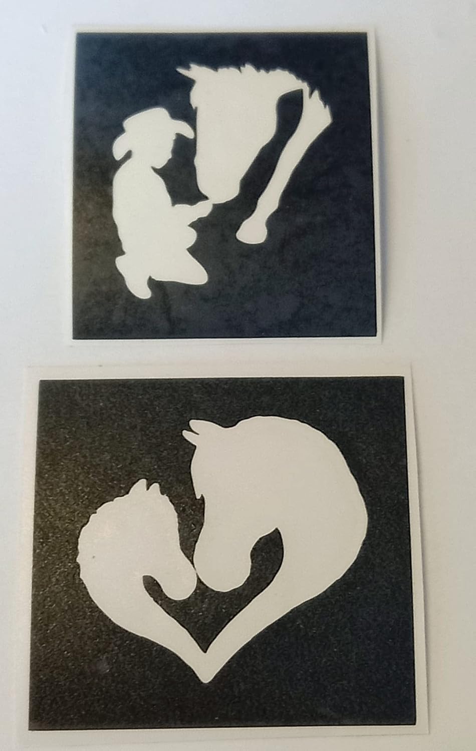 10 x Horse with foal Plus Horse & boy Mixed Stencils for Etching on Glass